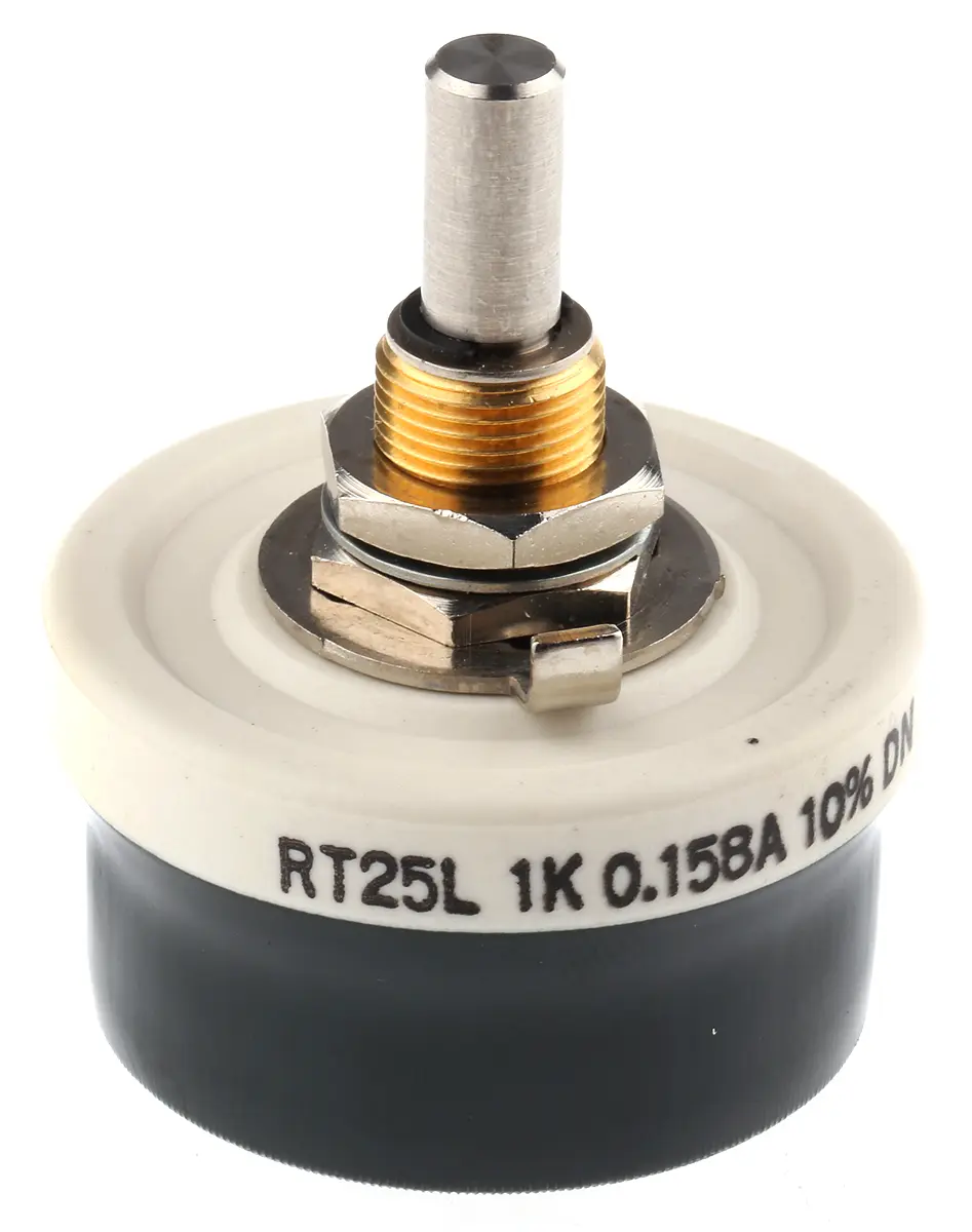 Vishay Rheostat, 1 kΩ 158 mA 10 % 25 W, Schaft ø 6 mm, Frontplattenmontage, Bohr ø 10.5 mm, Lötöse