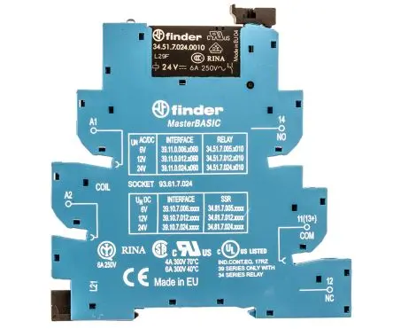 Produktfoto 1 von Finder 39 Interface Relais 24V ac/dc, 1-poliger Umschalter DIN-Hutschiene 11mA