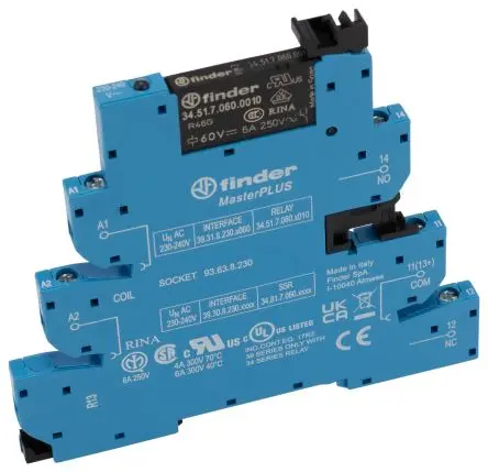 Produktfoto 1 von Finder 39 Interface Relais 230V ac, 1-poliger Umschalter DIN-Hutschiene 4.3mA