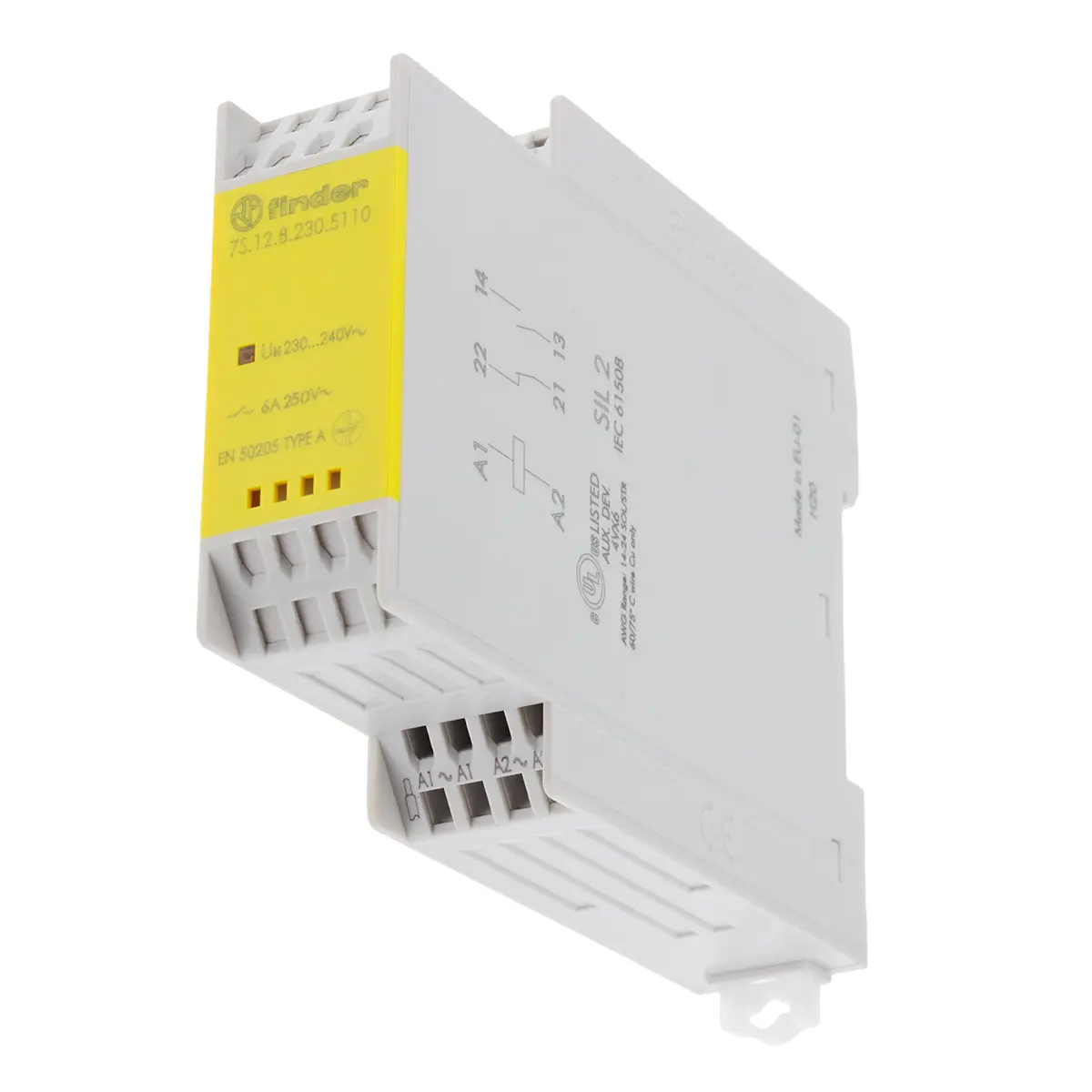 Produktfoto 1 von Finder DIN-Hutschiene 7S Zwangsgeführte Relais, Spule 230 V ac / 2 W, 2-polig / 6 A, 1-poliger Umschalter