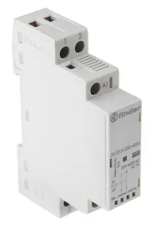 Produktfoto 1 von Finder 22 Schütz 240V ac-Spule, 2-polig, 440V / 25 A 230V 2.2 W 2 Schließer Sicherheit 2-Hilfskontakte
