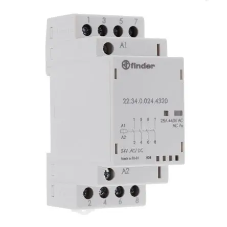 Produktfoto 1 von Finder 22 Schütz 24V ac/dc-Spule, 4-polig, 440V / 25 A 2 Schließer 2-Hilfskontakte