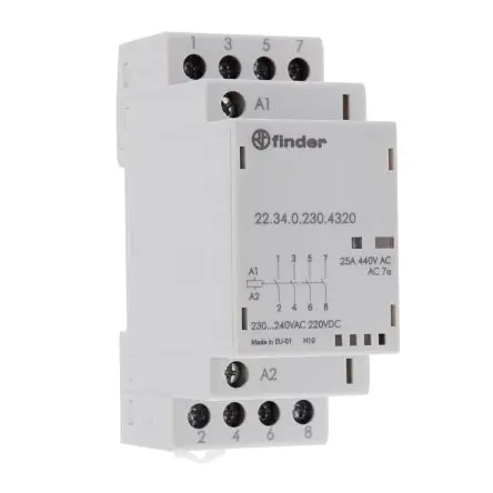 Produktfoto 1 von Finder 22 Schütz 240V ac-Spule, 4-polig / 25 A