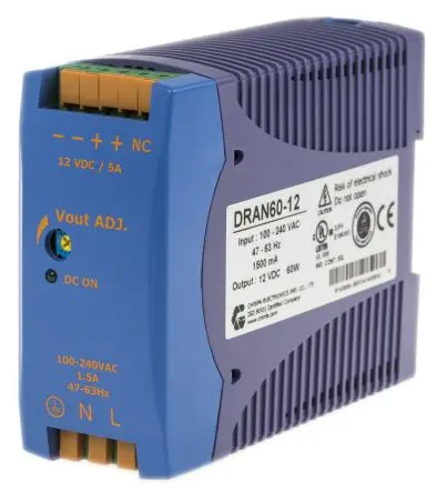 Produktfoto 1 von Chinfa DRAN60 DIN-Schienen Netzteil Geschalteter Modus 264V ac AC / 5 A 12V dc DC 60 W