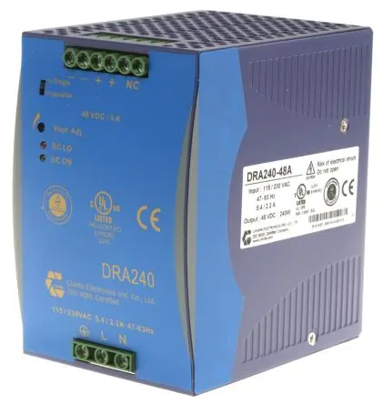 Produktfoto 1 von Chinfa DRA240 DIN-Schienen Netzteil Geschalteter Modus 264V ac AC / 5 A 48V dc DC 240 W