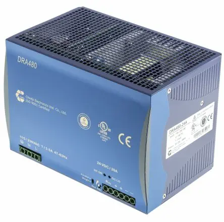 Produktfoto 1 von Chinfa DRA480 DIN-Schienen Netzteil Geschalteter Modus 264V ac AC / 20 A 24V dc DC 480 W