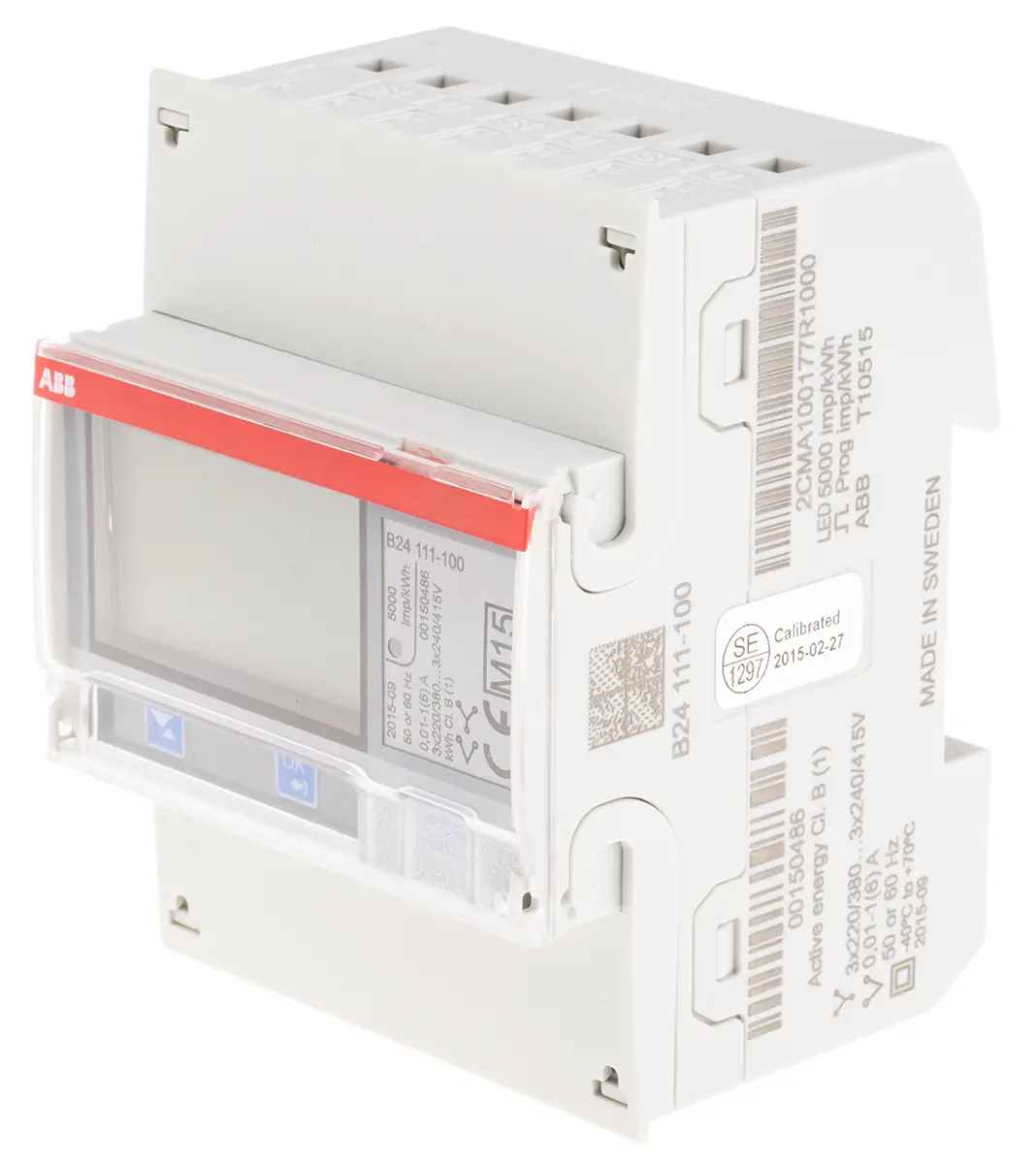 Produktfoto 1 von ABB B24 Energiemessgerät LCD 65 mm x 70 mm Trafo angeschlossen, 7-stellig / 3-phasig 1 Ausg. 2 Eing. Impulsausgang