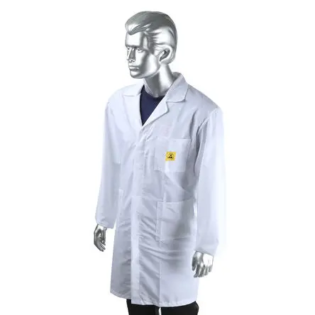RS PRO Wiederverwendbar Unisex Laborkittel, Polyester, Baumwolle Weiß, Größe L ESD-Sicherheit