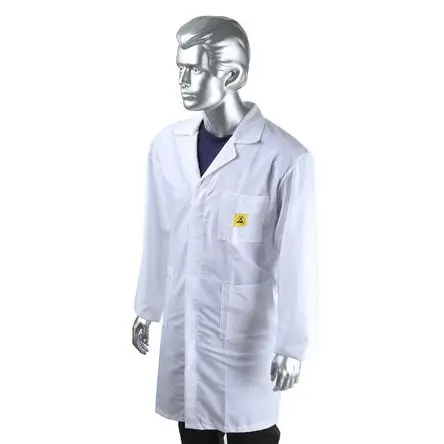 Produktfoto 1 von RS PRO Wiederverwendbar Unisex Laborkittel, Polyester, Baumwolle Weiß, Größe L ESD-Sicherheit