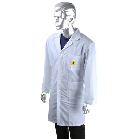 Produktfoto 1 von RS PRO Wiederverwendbar Unisex Laborkittel, Polyester, Baumwolle Weiß, Größe XL ESD-Sicherheit