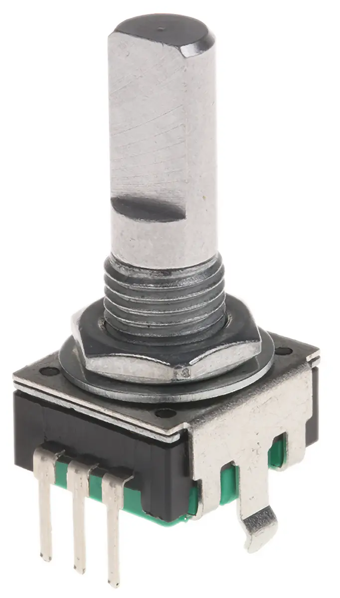 Produktfoto 1 von Bourns Drehgeber 24 Impulse/Umdrehung Impulse/U Inkrementalgeber, mit 6 mm, Flachschaft, Digital Rechteck-Signal,