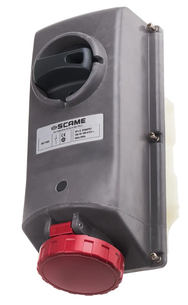 Produktfoto 1 von Scame ADVANCE GRP Leistungssteckverbinder Rot, 415V 3P+PE / 16A, Panel IP67