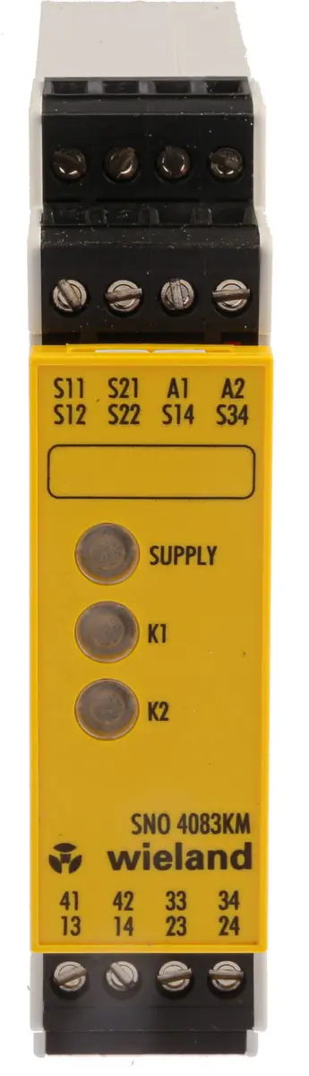 Produktfoto 1 von Wieland SNO 4083 Sicherheitsrelais, 24V dc, 2-Kanal, 3 Sicherheitskontakte Sicherheitsüberwachung, 4 ISO 13849-1,