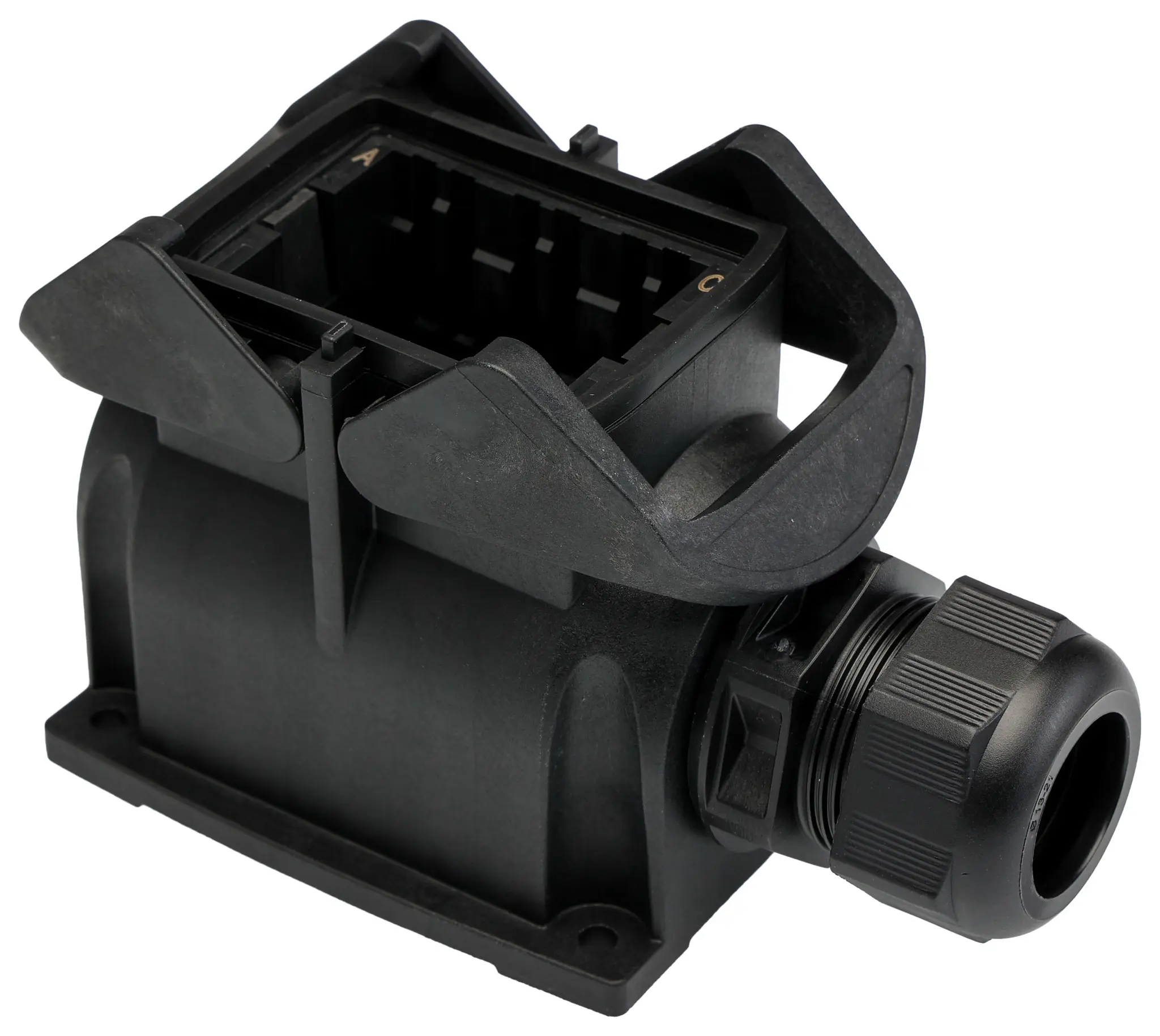 Produktfoto 1 von HARTING Han-Eco Kappe für robusten Stromversorgungsstecker 2 Hebel 2, SMD 6 B Anbaugehäuse, IP65