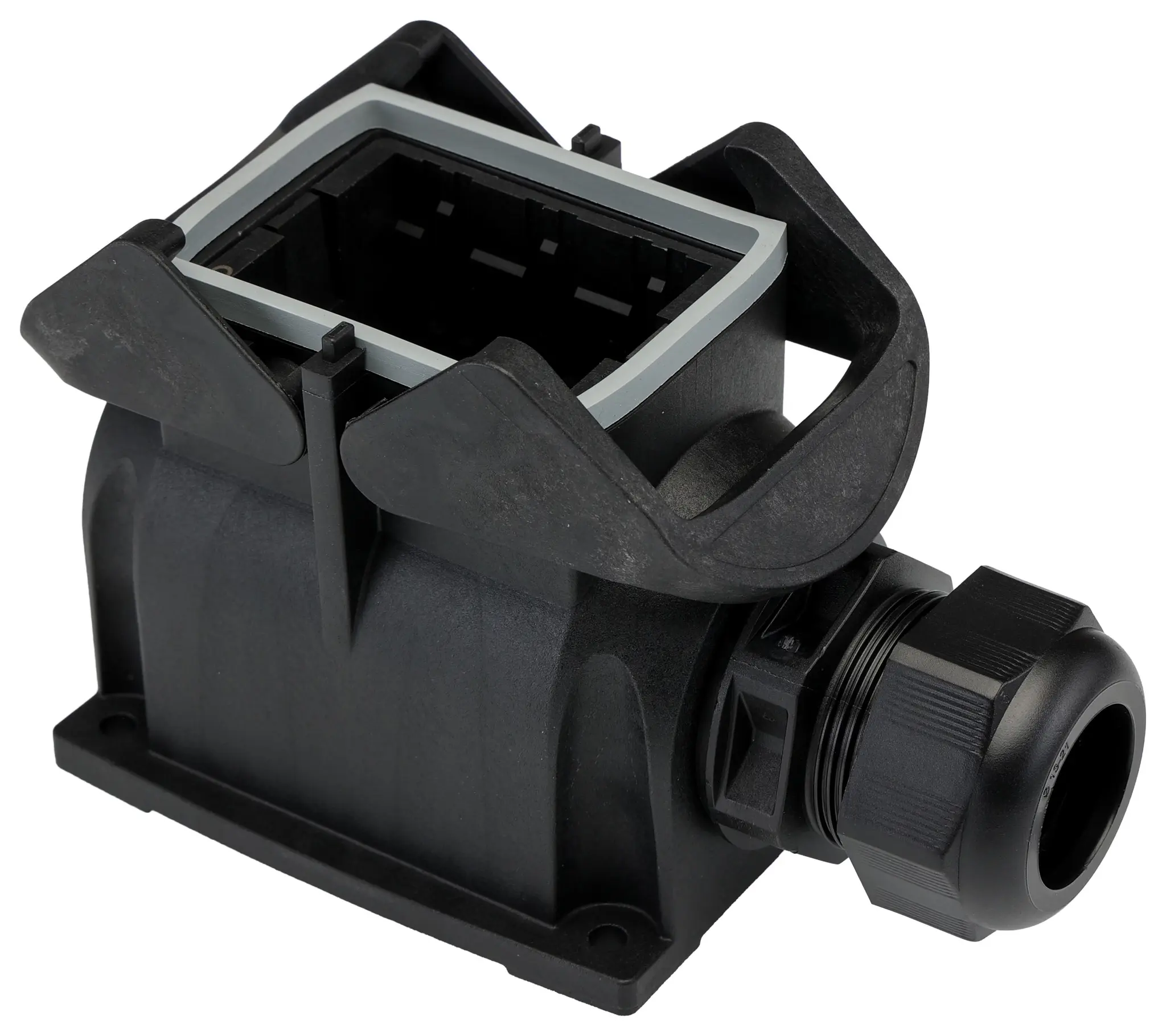 Produktfoto 1 von HARTING Han-Eco Gehäuse für robusten Stromversorgungsstecker 2 Hebel 2, SMD 6B Anbaugehäuse, IP65