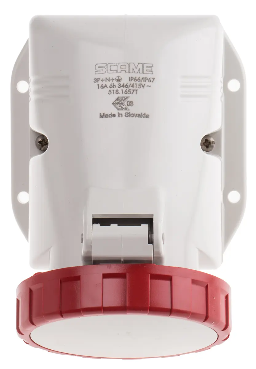 Produktfoto 1 von Scame OPTIMA-TOP Leistungssteckverbinder Rot, 415V 3P+N+PE / 16A, Wand IP66, IP67