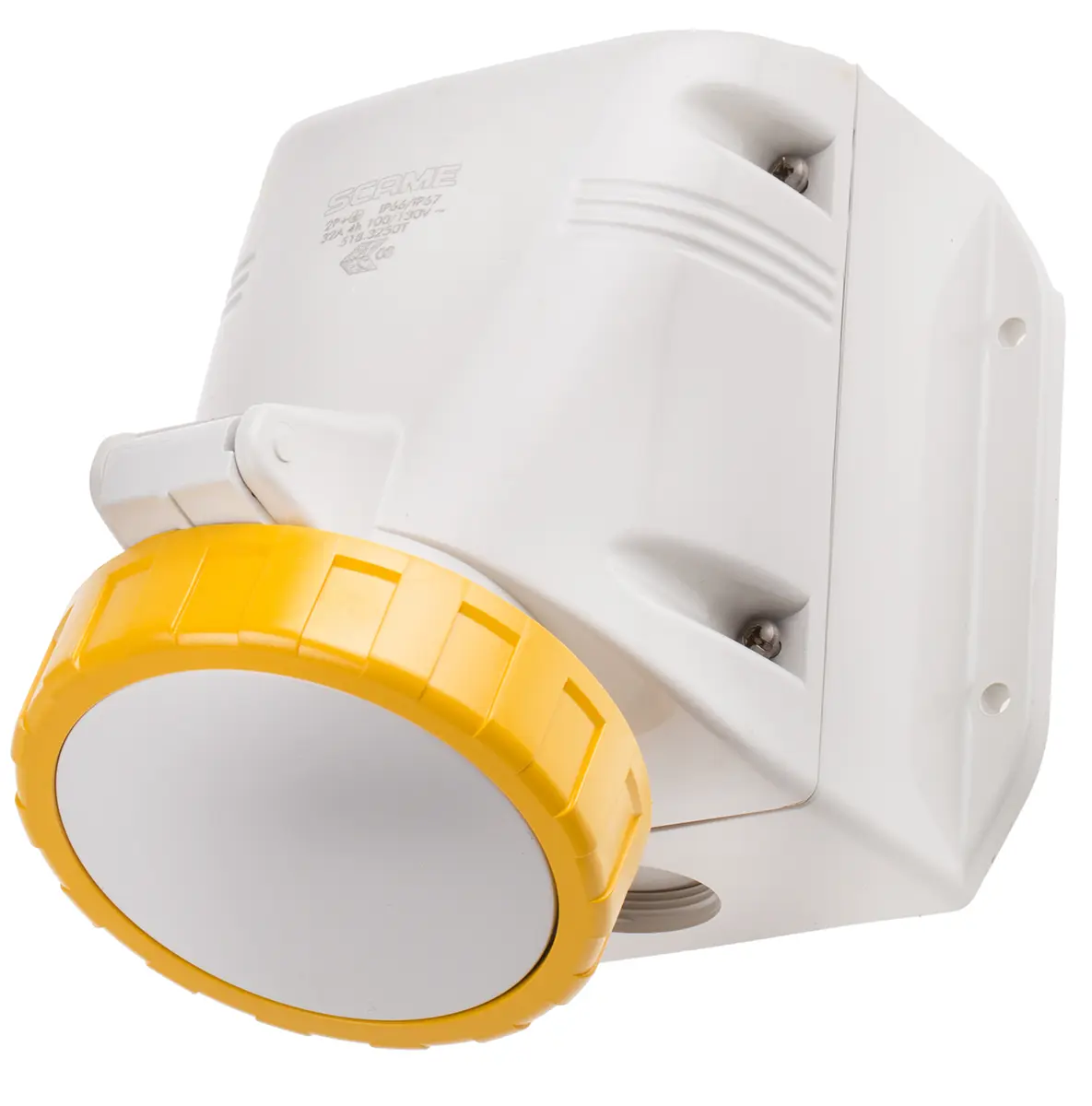 Produktfoto 1 von Scame OPTIMA-TOP Leistungssteckverbinder Gelb, 110V 2P+PE / 32A, Wand IP66, IP67