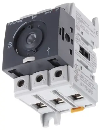 Produktfoto 1 von Socomec Sirco M Trennschalter 3-polig DIN-Hutschiene 80A 37 kW Blau, Rot IP20 3-phasig