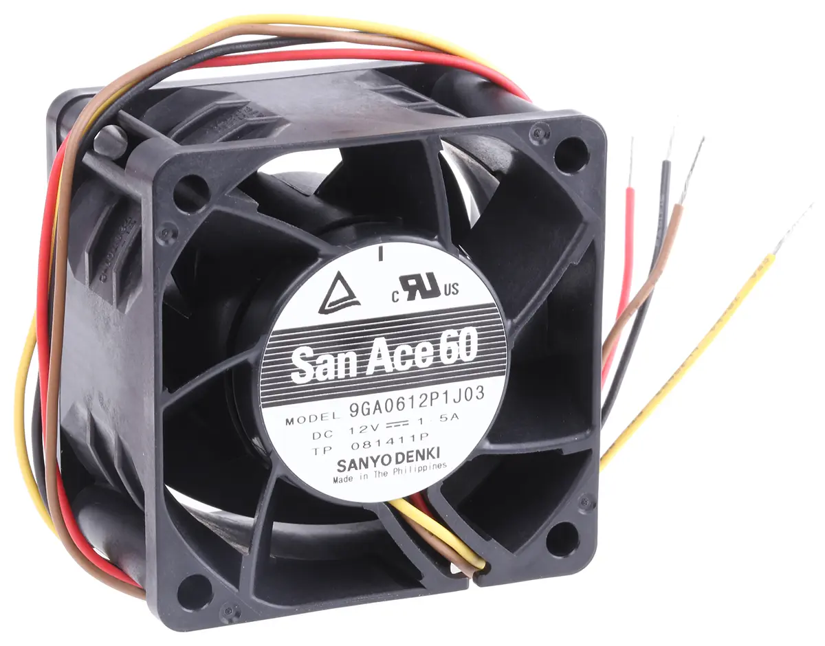 Produktfoto 1 von Sanyo Denki San Ace 9GA DC-Axiallüfter, Kugellager, 12 V dc / 18W, 60 x 60 x 38mm, 17500U/min, 105m³/h