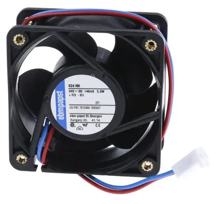 Produktfoto 1 von ebm-papst 620 Axiallüfter, Kugel, 24V dc / 3.6 W 210 mA, 8200 U/min, 56 m³/h 60 mm 25mm 25 mm