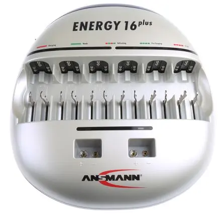 Produktfoto 1 von Ansmann Energy 16 Plus ENERGY 16 PLUS Akkuladegerät, 10V, 1.4 V, 5 V NiCd, NiMH/1000 mA 9 V 5 Tischladegerät mit