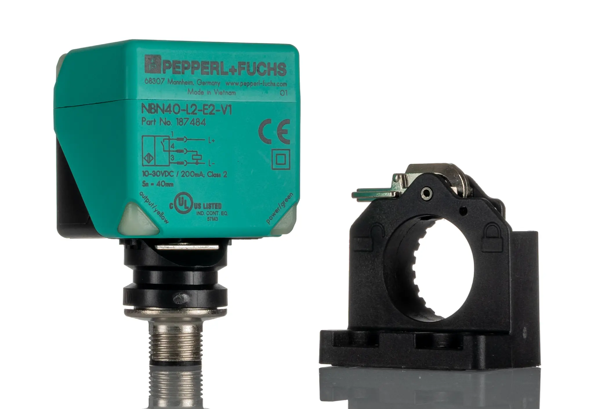 Pepperl + Fuchs M12 Näherungssensor Induktiv, Kubisch 40 mm PNP 10 → 30 V dc / 200 mA NO, IP69K