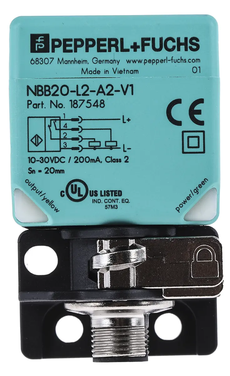 Produktfoto 1 von Pepperl + Fuchs M12 Näherungssensor Induktiv, Kubisch 20 mm PNP 10 → 30 V dc / 200 mA NO+NC, IP69K