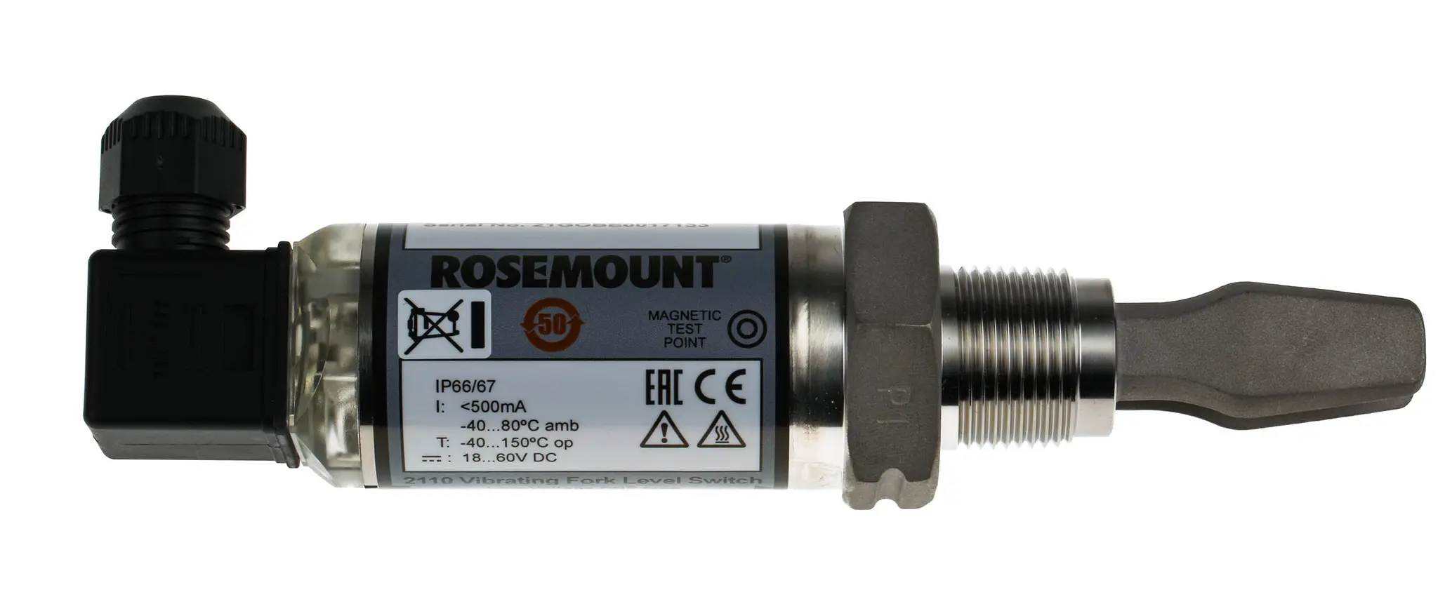 Rosemount 2110 Gabel-Schwimmerschalter Schwinggabel Seitlich, Montage von oben-Montage Edelstahl bis 100 bar -40 °C /