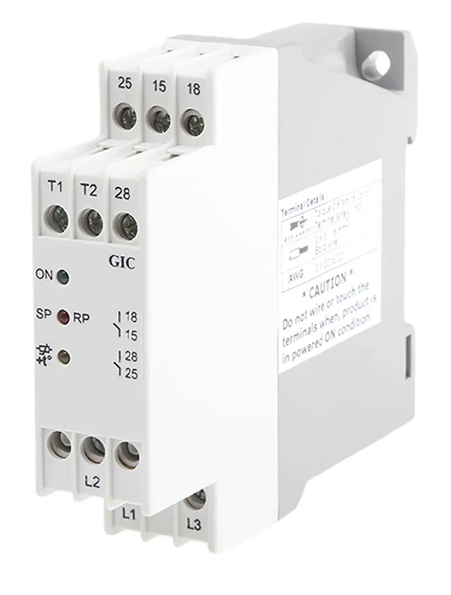 Produktfoto 1 von GIC Überwachungsrelais, für Thermistormotor-Temperaturschutz 3-phasig, 1-poliger Wechsler 5A DIN-Schienen