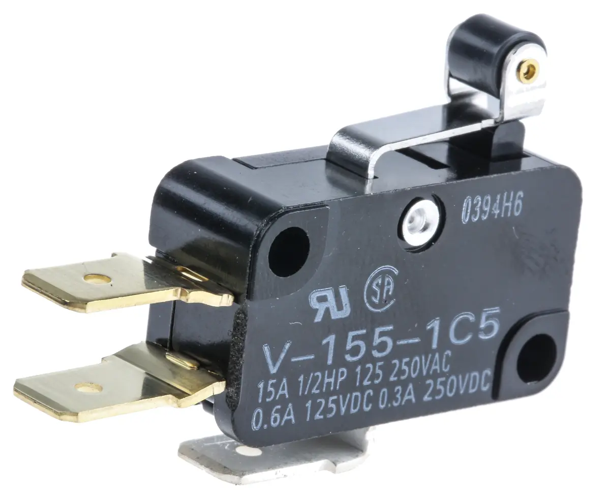 Produktfoto 1 von Omron Mikroschalter Rollenhebel-Betätiger Schnellverbindung, 1-poliger Wechsler, 250 V ac, 15A IP40 2.35N -25 °C - 80 °C