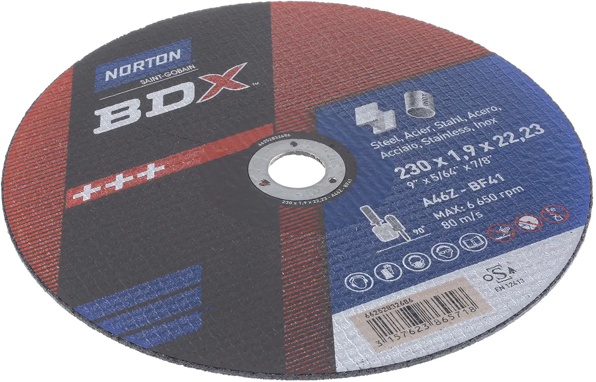 Produktfoto 1 von Norton Aluminiumbeschichtet Schleifscheibe Trennscheibe Ø 230 mm Grob, Korngröße 5