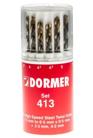 Produktfoto 1 von Dormer Schnellarbeitsstahl mit Zinn Drehung Satz 1.5 mm → 6.5 mm, 13-teilig für Mehrmaterial