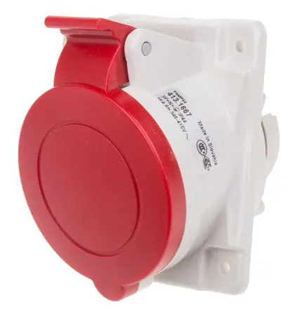 Produktfoto 1 von Scame Optima Stromversorgungssteckverbinder in robuster Ausführung Rot, 415V 3P+N+PE / 16A, Panel IP44