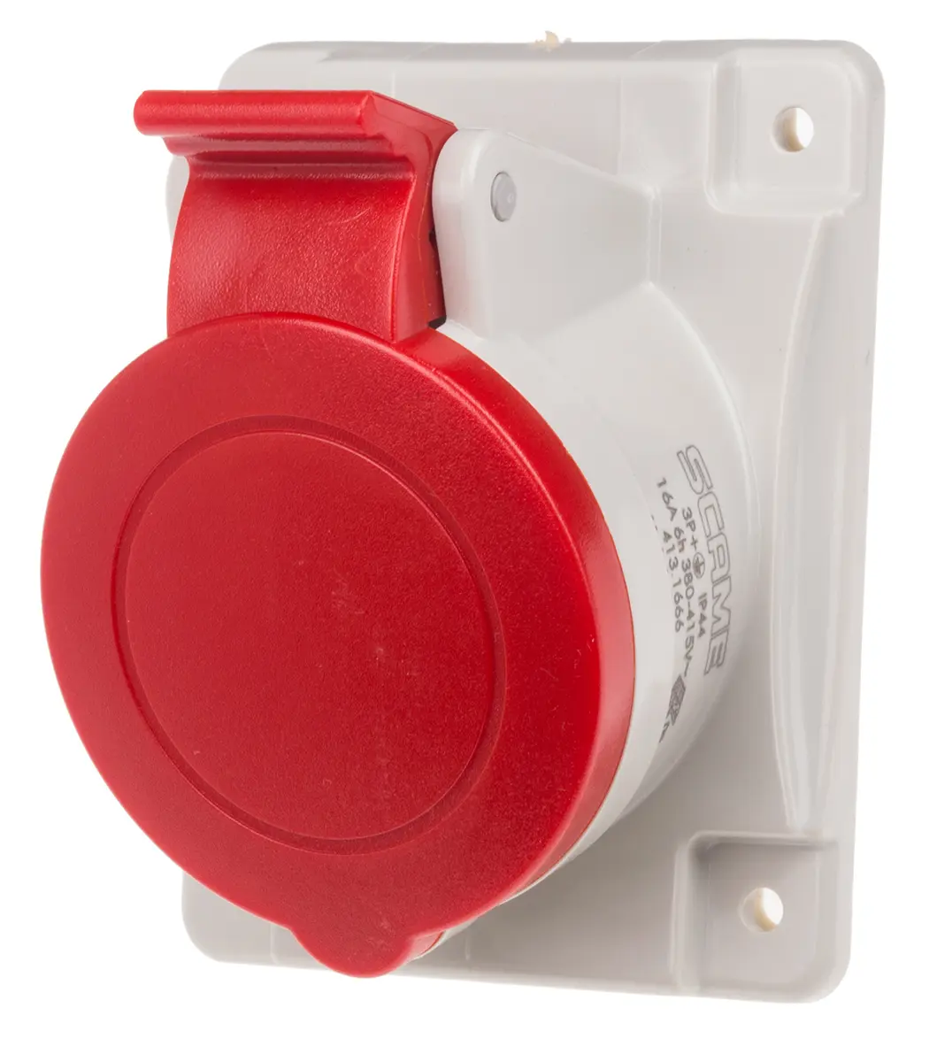 Scame Schwere Steckverbinder Buchse Rot 3P + E, 415 V / 16A, Tafelmontage IP44