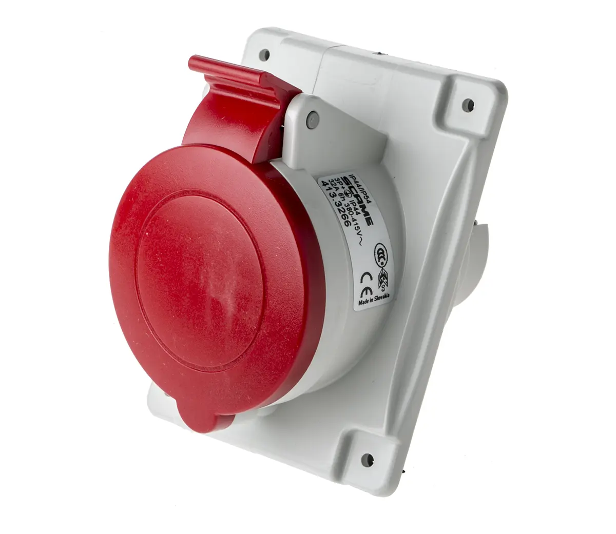 Produktfoto 1 von Scame Optima Stromversorgungssteckverbinder in robuster Ausführung Rot, 415V 3P+PE / 32A, Panel IP44