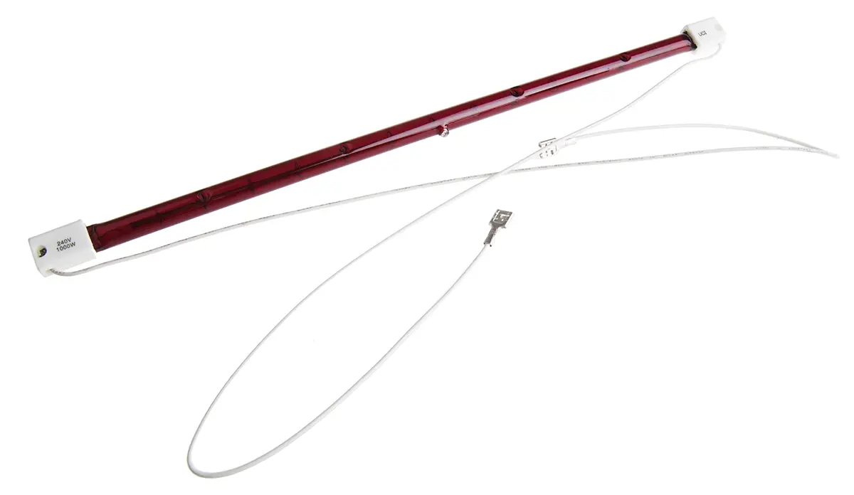 Produktfoto 1 von RS PRO Infrarotlampe, Rot, 1000 W, SK15, 230 V, 350 mm lang, 10mm Ø, 5000h Lebensdauer