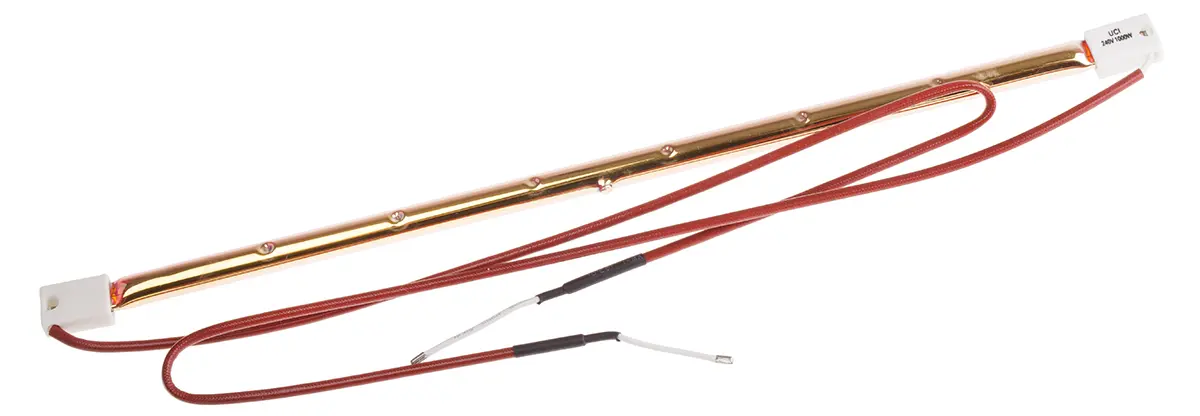 Produktfoto 1 von RS PRO Infrarotlampe, Gold, 1000 W, SK15, 230 V, 350 mm lang, 10mm Ø, 5000h Lebensdauer
