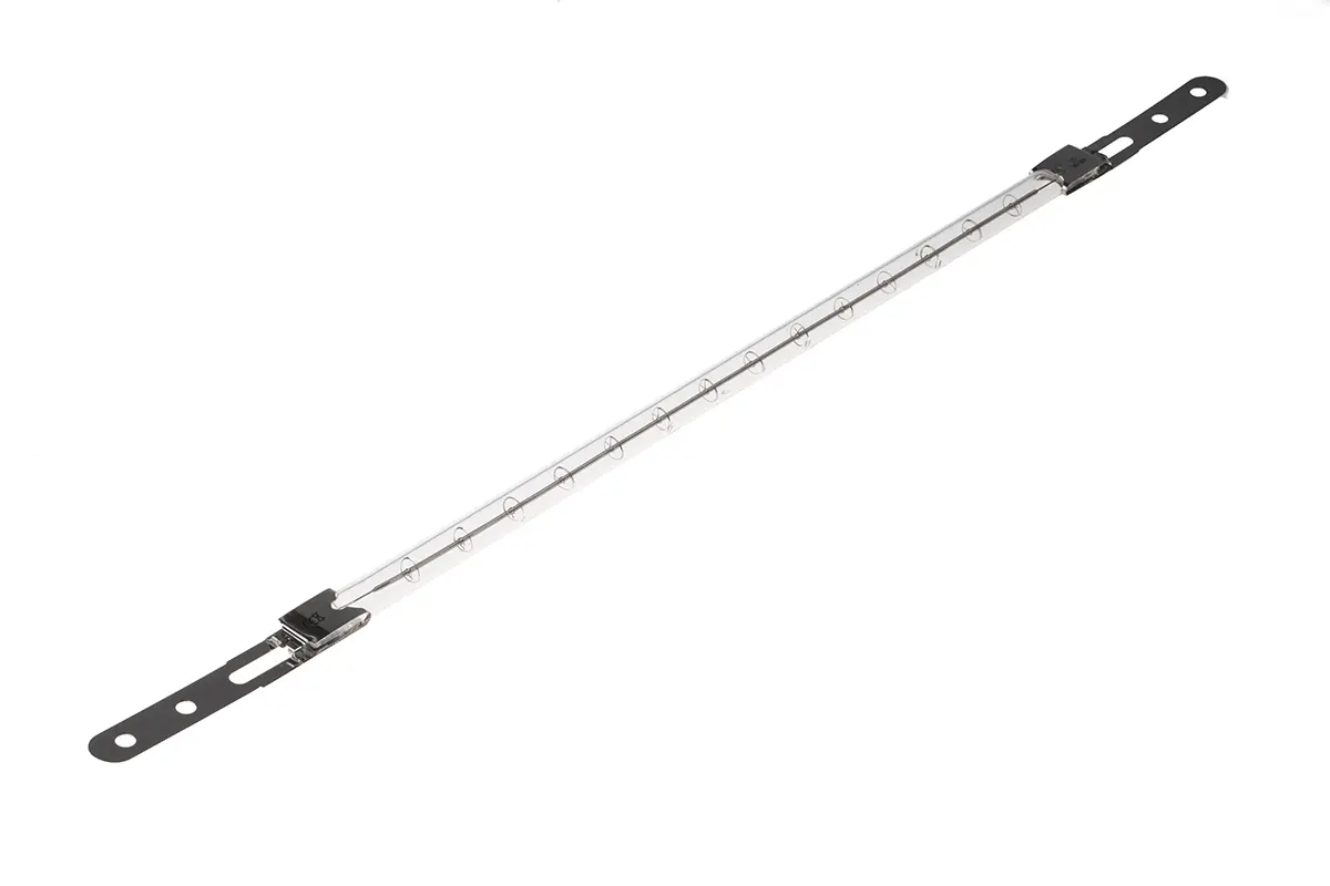 Produktfoto 1 von RS PRO Infrarotlampe, Klar, 1000 W, X-Band, 230 V, 370 mm lang, 10mm Ø