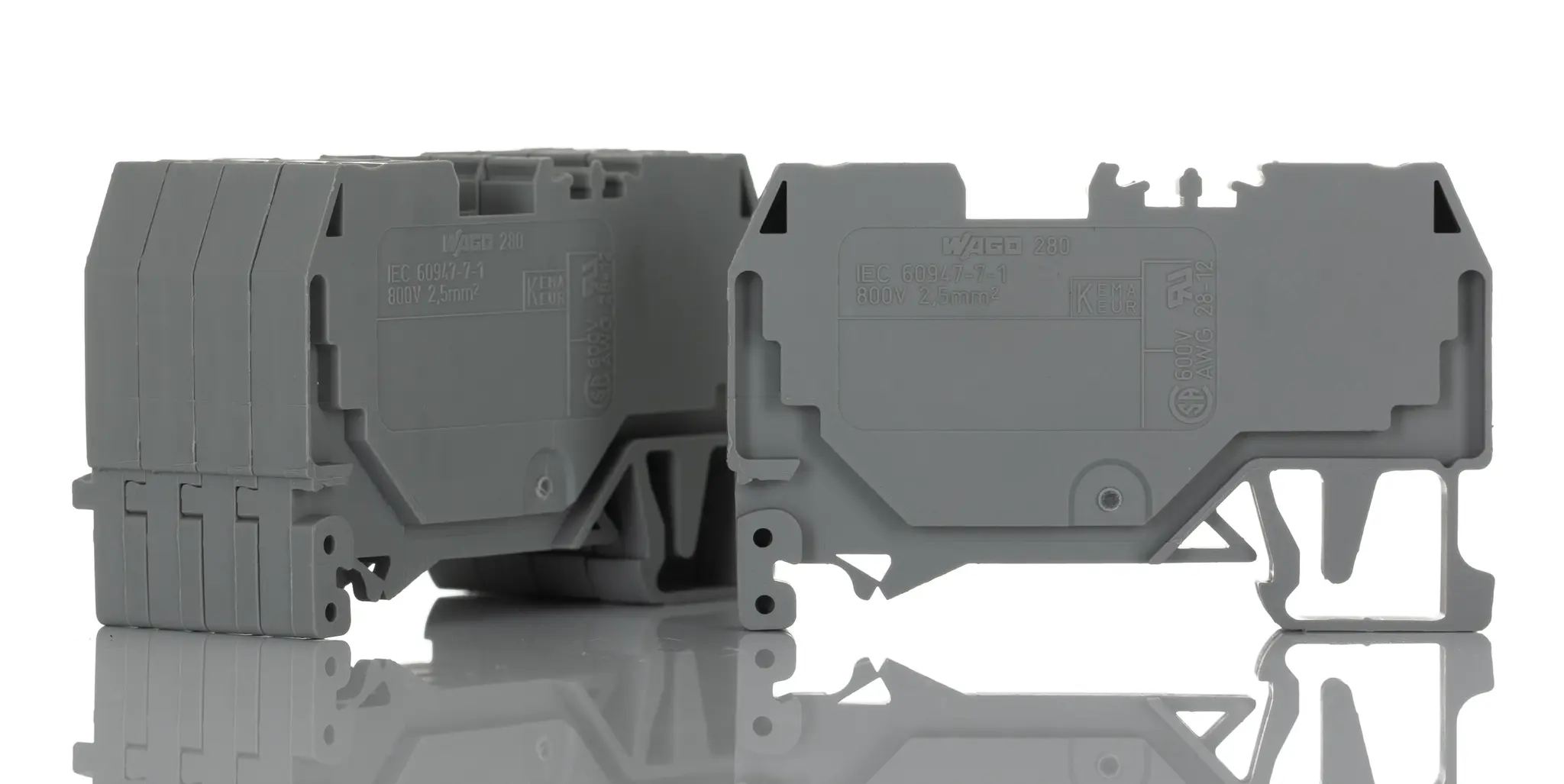 Produktfoto 1 von WAGO 280 Reihenklemme Grau, 2.5mm², 800 V / 24A, mit Käfigklemme