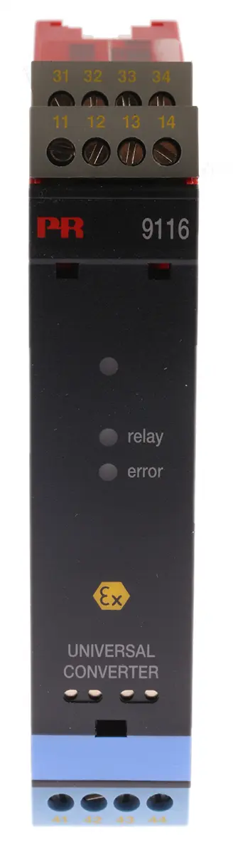 Produktfoto 1 von PR Electronics Serie 9100 Universal Messumformer 19.2/31.2 V dc, Universitäten / Strom, Relais 0 to 23 mA AUS