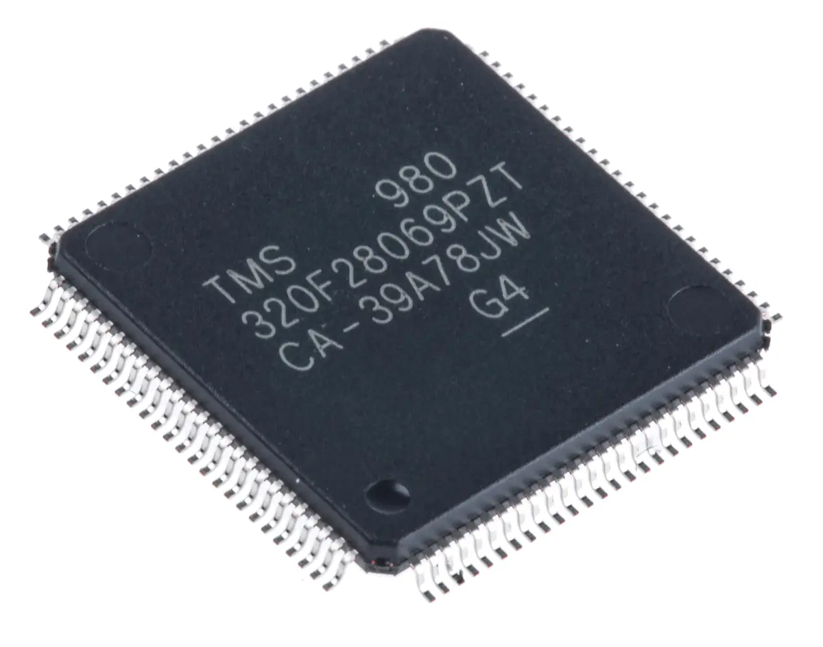 Produktfoto 1 von Texas Instruments Mikrocontroller AEC-Q100 TMS320F2806x C28x 32 bit Oberfläche 128kB Flash LQFP 100-Pin 90 MHz 50 kB RAM