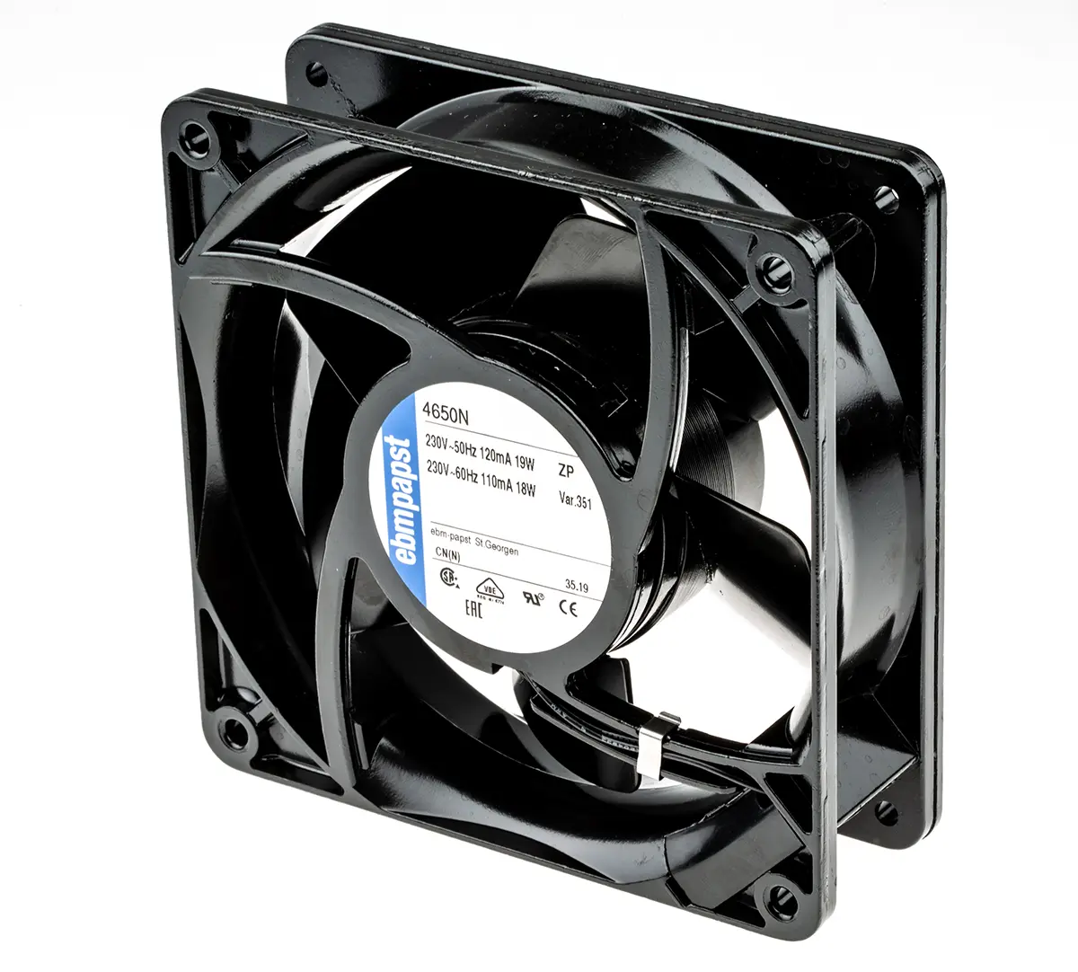 Produktfoto 1 von ebm-papst 4000 N Axial-Lüfterkit, Hülse, 230V ac / 19 W, 2650 U/min, 160 m³/h IP20 119 mm 119mm 38 mm