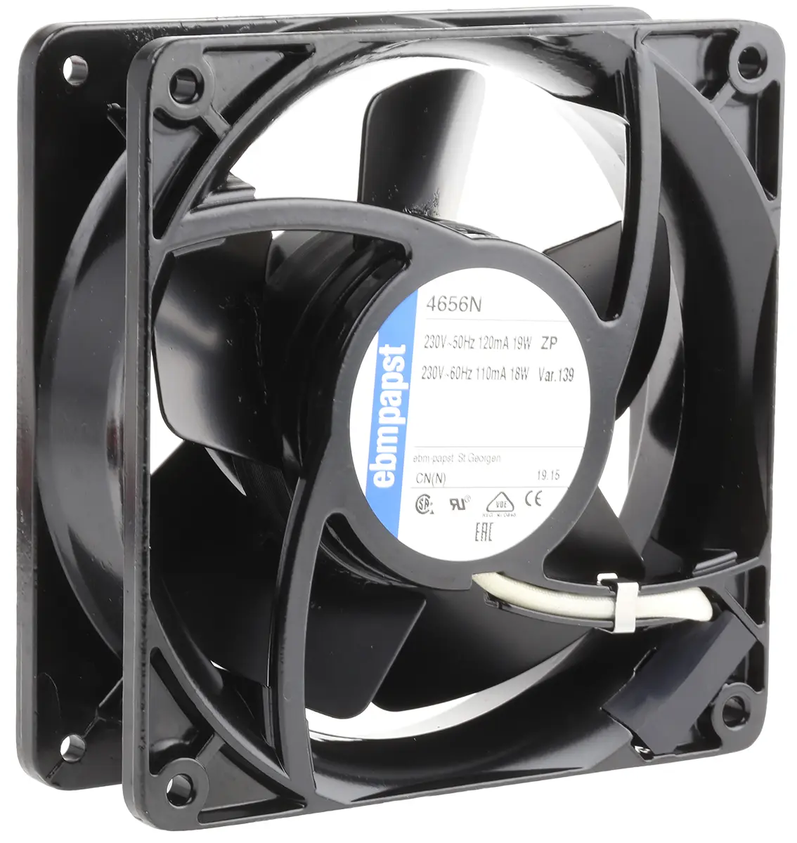 Produktfoto 1 von ebm-papst 4000 N Axial-Lüfterkit, Kugel, 230V ac / 19 W, 2650 U/min, 160 m³/h IP20 119 mm 119mm 38 mm