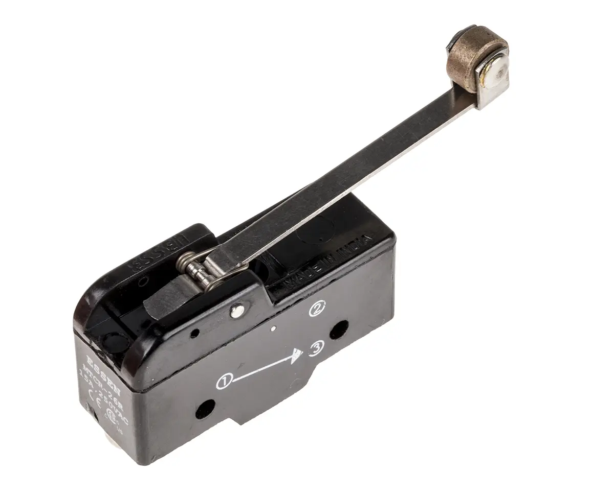 Produktfoto 1 von RS PRO Mikroschalter Rollenhebel-Betätiger Schraube, 1-poliger Wechsler, 250 V ac, 250 V dc, 15A IP40 131g -10 °C - 70