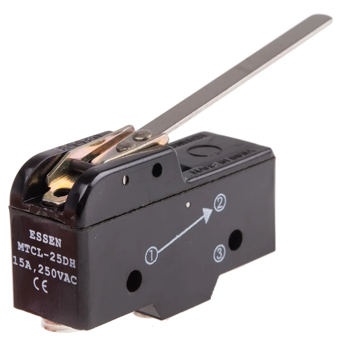 Produktfoto 1 von RS PRO Mikroschalter Hebel-Betätiger Schraube, 1-poliger Wechsler, 250 V ac, 250 V dc, 15A IP40 85g -10 °C - 70 °C