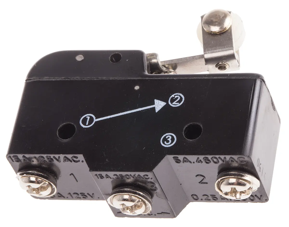 Produktfoto 1 von RS PRO Mikroschalter Rollenhebel-Betätiger Schraube, 1-poliger Wechsler, 250 V ac, 15A IP40 213g -10 °C - 70 °C