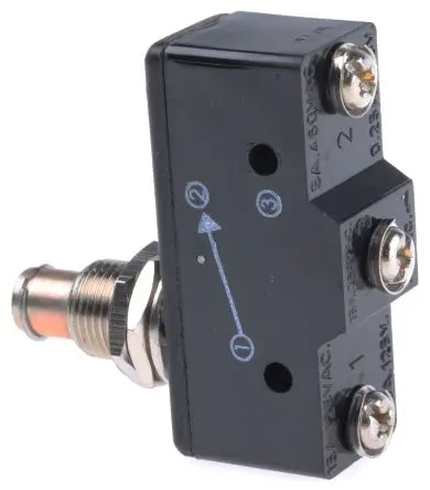 Produktfoto 1 von RS PRO Mikroschalter Federstößel-Betätiger Schraube, 1-poliger Wechsler, 250 V ac, 15A IP40 420g -10 °C - 70 °C