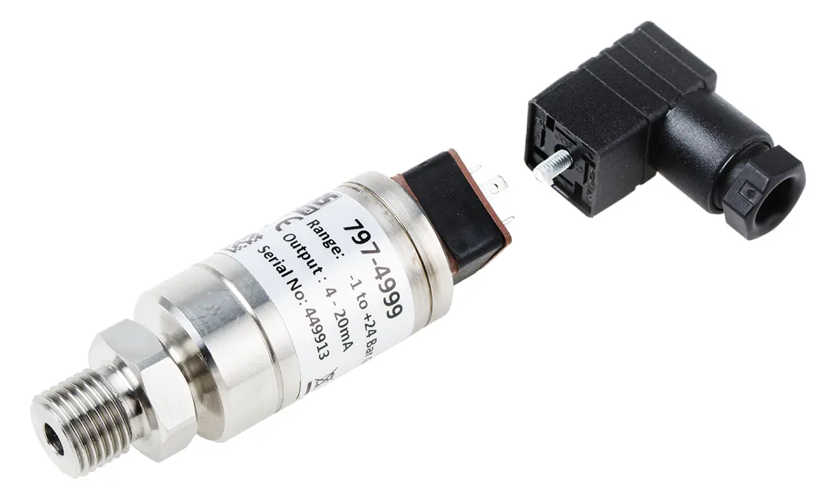 Produktfoto 1 von RS PRO G1/4 Relativ Drucksensor -1bar bis 24bar, Stromausgang 4 → 20 mA, für , für Gas, Hydraulikflüssigkeit