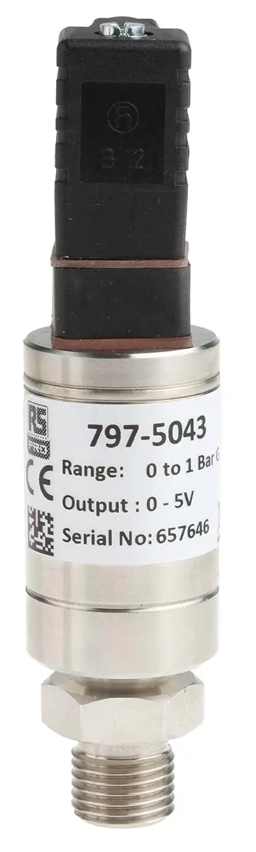 RS PRO G1/4 Relativ Drucksensor 0bar bis 1bar, Spannung 0 → 5 V, für , für Gas, Hydraulikflüssigkeit