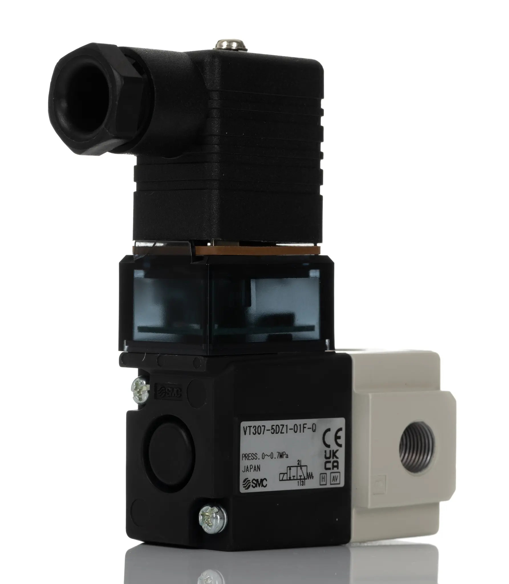 Produktfoto 1 von SMC VT307 Pneumatik-Magnetventil 3/2 Verteiler G1/8, Magnet/Magnet-betätigt 24V dc
